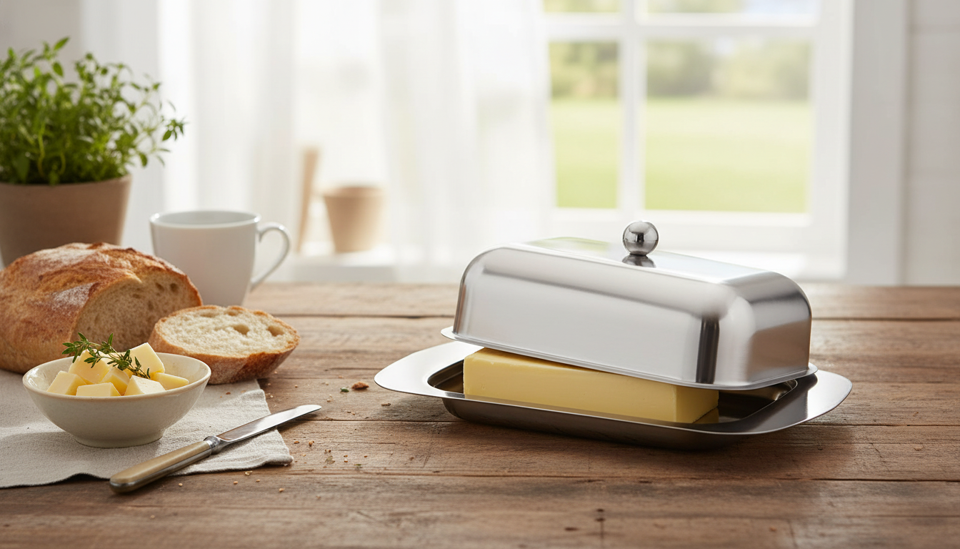 Stainless Steel Butter Dish with Lid for Butter & Cheese