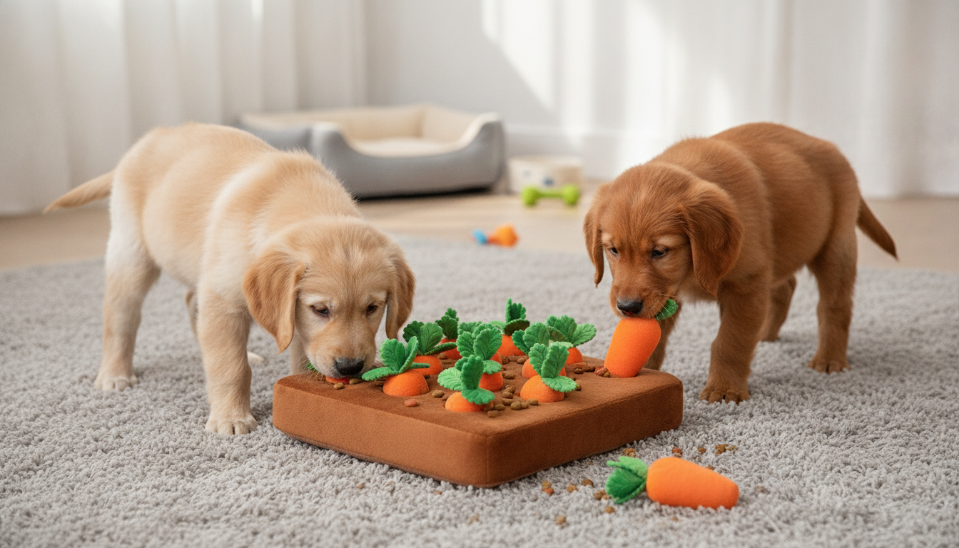 Carrot Snuffle Mat Plush Toy: Calm Enrichment + Slow Feed