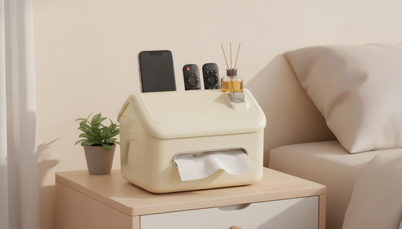 Declutter Fast: Tissue Box Organizer With Remote Storage