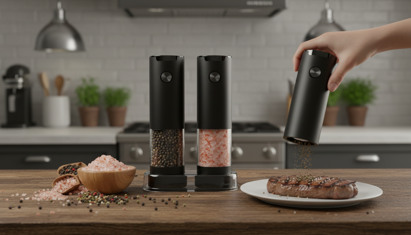 One-Touch Electric Salt & Pepper Grinder Set Guide