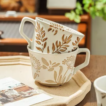 Nordic Hand-Painted Ceramic Mug for Cozy Coffee Rituals